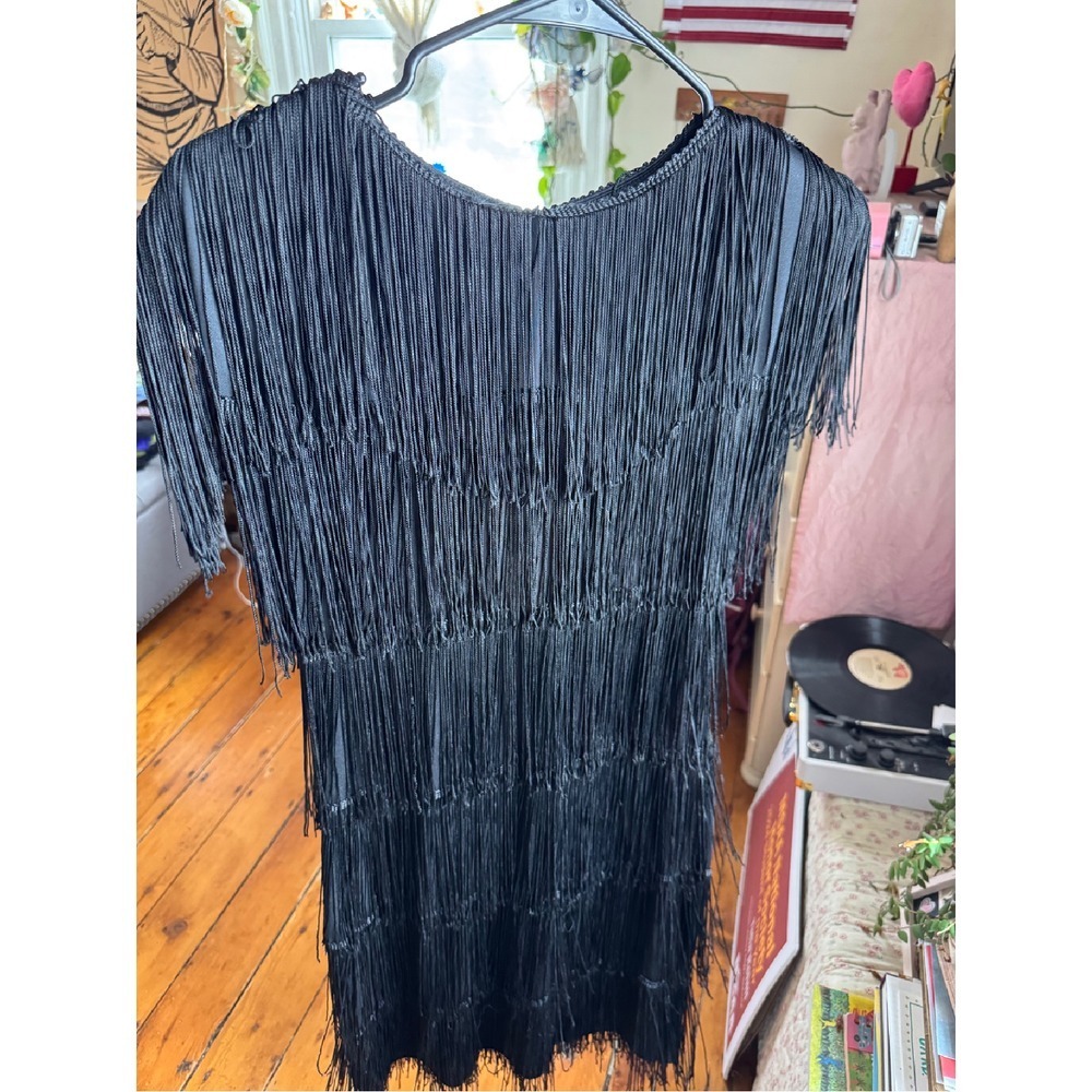 Vintage Flapper Dress Party Cocktail‎ Flapper Style Black Size 10
